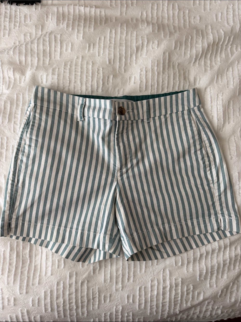 Striped Women’s Shorts in Teal and White